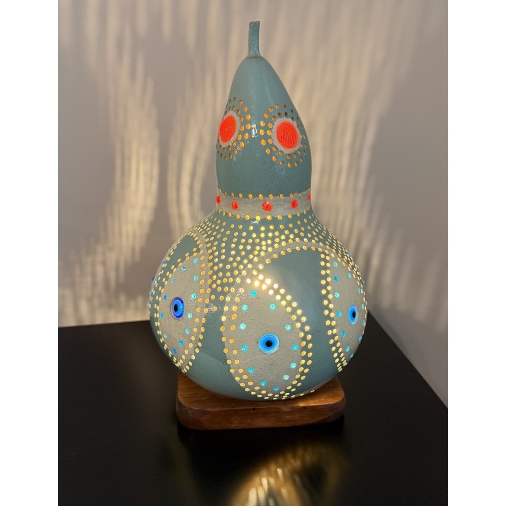 Spaceship Geometric Gourd Lamp/Calabash Table Lamp Hand Painted